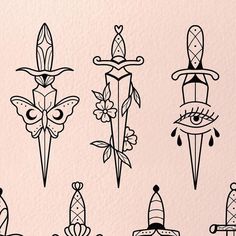 an assortment of different types of tattoo designs