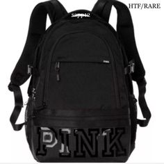 % Authentic Htf/Rare Brand Nwt Pink Vs 2017 Black Collegiate Backpack , Never Used , Smoke Free And Pet Free Home. Vs Pink Backpack, Pink Backpacks, Cute Backpacks For School, Pink Backpack Victoria Secret, Volleyball Clothes, Victoria Secret Backpack, 17 Birthday, Pink Campus, School Goals