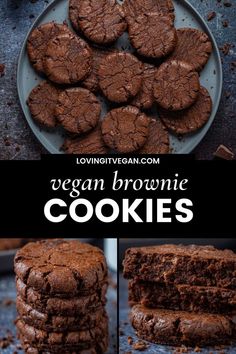 Vegan Brownie Cookies Strawberry Recipes Vegan, Vegan Brownie Cookies, Vegan Recipes For One, Vegan Chocolate Cookies, Dessert Alternatives, Vegan Cookies Recipes, Vegan Bakery