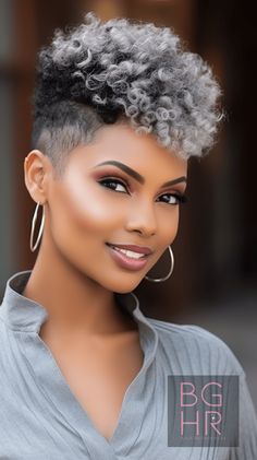 ©2024bghrocks-26 Short Afro Grey Hairstyles, Short Hairstyles For Mixed Women, Silver Short Hair Black Women, Grey Short Haircut, Short Salt And Pepper Hair, Short Gray Hairstyles, Short Natural Curly Hair