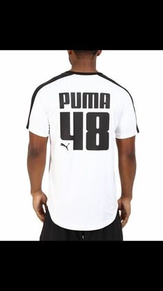 NWT PUMA 48 BALL SHORT SLEEVE JERSEY T-SHIRT HARD TO FIND EVERYWHERE!! THIS IS A COOL PUMA SHIRT!  Classic PUMA® style with that signature sporty edge. Crew neck design. Short sleeves. PUMA® logo on upper left side. Classic jersey number design on back. Materials: 100% polyester. Machine wash cold and tumble dry low. Imported. PLEASE VISIT MY OTHER LISTINGS FOR ADDITIONAL SAVINGS ON ATHLETIC APPAREL! THANK YOU. Puma Shirts, Number Design, Puma Logo, Long Tee, Athletic Apparel, Hard To Get, Active Wear Tops, Jersey T Shirt, Neck Designs