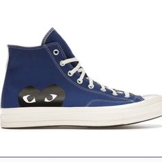 Cdg Converse X Comme Des Garcons Play Chuck 70 High Top Blue 171846c Women’s 6/Men’s 4. Worn Once. Box Included. Dark Blue Converse, Heart Converse, Comme Des Garcons Play Converse, Navy Blue Converse, Converse X Comme Des Garcons, Cdg Converse, Converse Play, Play Converse, Play Shoes