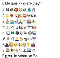 an image of different types of emoticions on a white background with caption that reads, bible quiz who are they?