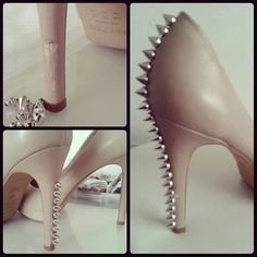 studded high heels - this is lovely, but there is no pair of mine left to bling up :D Diy High Heels