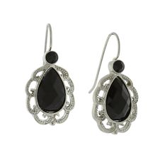 Round And Black Teardrop Earrings Womens Jewellery, Black Diamond Earrings, 1928 Jewelry, Earrings Teardrop, Vintage Inspired Jewelry, Cameo Jewelry, Filigree Earrings, Creating Jewelry, Wedding Jewelry Sets