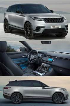 the range rover is shown in three different angles, and it's interior has been changed