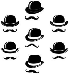 six different hats and mustaches