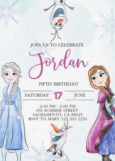 Free Frozen Invitations, Elsa Birthday Invitations, Frozen Party Invitations, Baby Birthday Invitation Card, Frozen Birthday Party Invites, Frozen Birthday Party Cake, Create Birthday Invitations, Elsa Birthday Party, Minnie Mouse Birthday Party Decorations