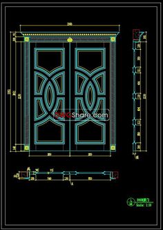 an architectural drawing of a double door