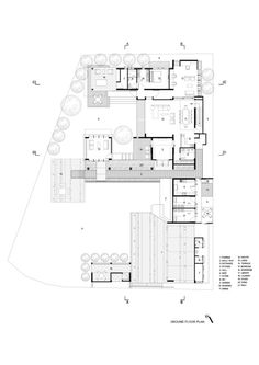 an architectural drawing shows the floor plan for a house with multiple levels and various rooms