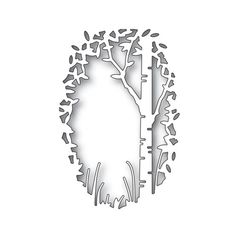 a cutout of a tree with leaves and branches in the shape of a circle