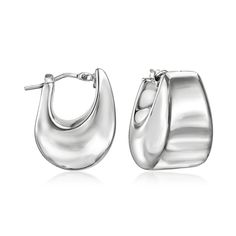 Ross-Simons - Italian Sterling Silver Graduated Hoop Earrings. 3/4". Gleaming in sterling silver, these graduated hoop earrings boast a chunky silhouette that's right on trend. A bold look balanced by a comfortable weight! Hanging length is 3/4". Made in Italy. Snap-bar, sterling silver graduated hoop earrings. Chunky Silver Earrings Hoop, Silver Jewelry Earrings, Purse Accessories, Timeless Jewelry, Fine Jewellery Earrings, Silver Bangles, Jewelry Earrings Hoops, Silver Hoops, Silver Hoop Earrings