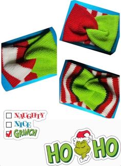 the grinch bow tie has been made from yarn and is ready to be sewn