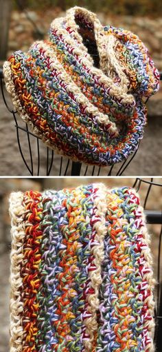 two pictures show the same crocheted scarf