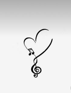 a musical note with a heart shaped treble