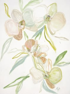 a painting of flowers on a white background