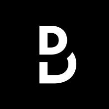 the letter b is made up of white letters on a black background, and it appears to be in two different font styles