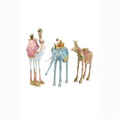 Nativity Magi Animal Figures, Set of 3 by Patience Brewster Patience Brewster Nativity, Christmas Cave, Steampunk Christmas Tree, Patience Brewster Christmas, Patience Brewster Krinkles, Reindeer Figure, Vintage Pink Christmas, Chic Christmas Decor, Steampunk Christmas