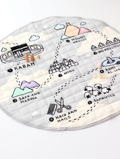 a bib with an illustrated map on it