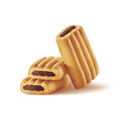 three cookies stacked on top of each other with one cookie cut in half to show the inside