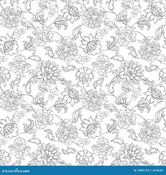 an abstract floral pattern with black and white flowers