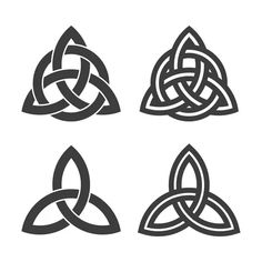 four different types of celtic symbols, each with an interlaced design on it