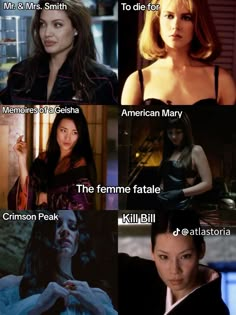 many different pictures of the same person in each movie, with captioning below