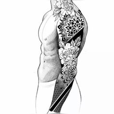 a man's arm with flowers on it