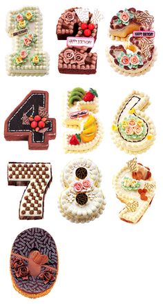 the number four is made out of different types of cakes