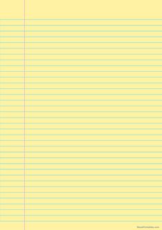 a yellow lined paper with lines on it