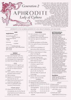 a printable sample of the aphrodite lady of cythera's list