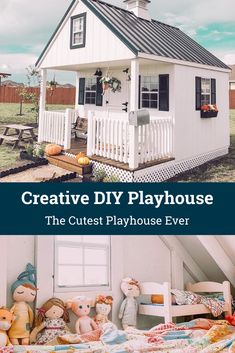 the cutest play house ever is featured in this postcard for creative diy playhouse