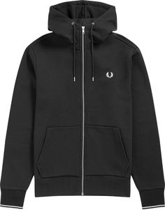 Fred Perry heren Sweatstof met een in de kleur Zwart. Dit model is Normaal (licht getailleerd) en is gemaakt van . Het gebruik van natuurlijke materialen zorgt voor een hoog draagcomfort. De stof van deze trui is zacht voor de huid, ademend en heeft een maximale vochtopname. De kleur en stijl zorgen ervoor dat deze trui eenvoudig te combineren is.     Pasvorm: licht getailleerd  Dit model heeft een licht getailleerde pasvorm (ook wel Modern Fit genoemd). De taille is iets ingenomen en oogt daard Zip Jacket, Modern Fit, Hooded Jacket, Van