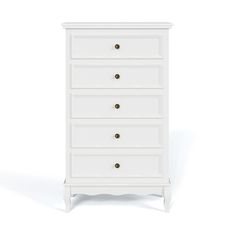 a white chest of drawers on a white background