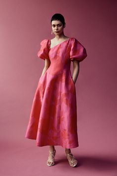 Arista Tulip Sleeve Midi Dress A Line Western Dresses, One Shoulder Linen Dress, Summer Soiree Outfit, Pink Graduation Dress, Asymmetric Dresses, Western Dress For Women, Vetements Shoes, Linen Outfits, Rose Online