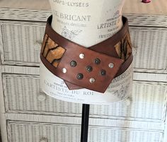 Vintage leather belt, wide hippie boho belt, genuine leather brown belt, studded inlaid unusual belt, gift for her, African exotic belt Bohemian Hair Accessories, Bohemian Headband, Festival Headband, Boho Belt, Chic Headband, Vintage Leather Belts, Boho Belts, Plain Outfits, Bohemian Hairstyles