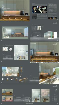 a series of photographs showing different types of kitchen cabinets and countertop space in various stages of construction