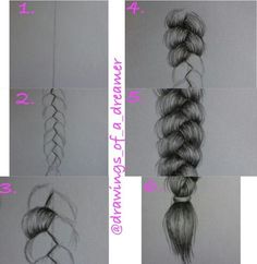 four different ways to draw braids