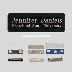 Engraved Black Brass Name Plates - Custom Name Badges (2 Sizes) Choose Backing Options Name Badge Template, Golf Bag Tags, Brass Plates, Glass Awards, Badge Template, Poker Set, Checkbook Covers, Name Plates, Metal Plates