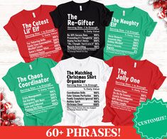 Get in the holiday spirit with our Nutritional Facts Matching Family Christmas Shirts--perfect for group matching Christmas outfits and funny holiday party shirts! These festive matching pajama shirts are sure to add laughs and cheer to your holiday gatherings.🎉👔 ------------------------------------------------------------------------------------------------------ 1. MAKE SURE THAT YOU HAVE READ ALL PERTINENT INFORMATION AND YOU HAVE SCROLLED THROUGH ALL OF THE PHOTOS. 2. ONCE THAT HAS BEEN CO Christmas Family Pj Shirts, Christmas Family Tee Shirts, Cricut Christmas Shirt Ideas, Diy Christmas Shirts For Family, Christmas Cricut Shirts, Christmas Tshirt Ideas Family, Most Likely Christmas Shirts, Christmas Shirts For Teachers, Family Christmas Shirt Ideas