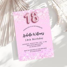 18th Birthday pink confetti girl party Invitation Girls Party Invitations, Pink Confetti, Luxury Invitation, Girl Party, Hat Crafts, Gaming Wall Art