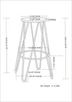 the height of a stool with measurements