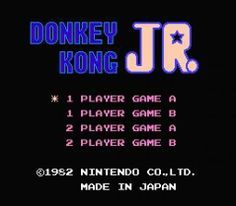 the donkey kong jr title screen from the nintendo game, which is being played in japan