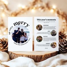 a christmas card with an image of two people hugging and the words merry on it