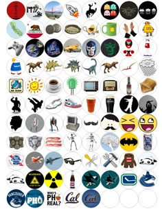 an image of many different stickers on a white background