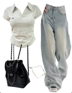 OOTD: Short Sleeve Tee + Boyfriend Jeans + Mini Pu Leather Backpack Outfit For Thrifting, Virgo Fashion, Thrift Clothes, Outfits Modest, Everyday Fashion Outfits, Trendy Outfits For Teens, Outfit Inspo Casual, Trendy Summer Outfits, Teenager Outfits