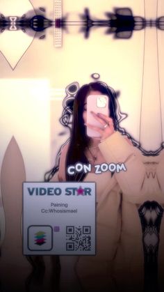 a woman taking a selfie in front of a mirror with the words video star on it