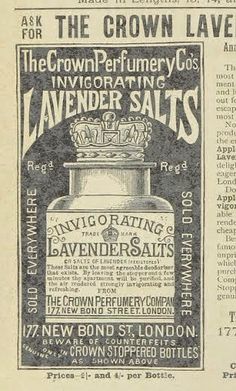 an old advertisement for lavender salts from the crown - perfume co's advert