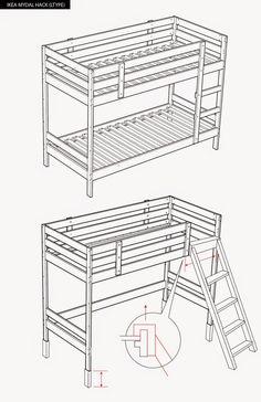 bunk bed plans with stairs and ladders to make it easier for kids to climb up