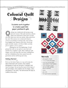 an article in the book, colonial quilt designs